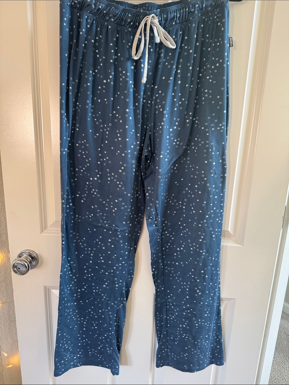 Blue Pajama Lounge Pants with White Dot Pattern Eddi Bauer